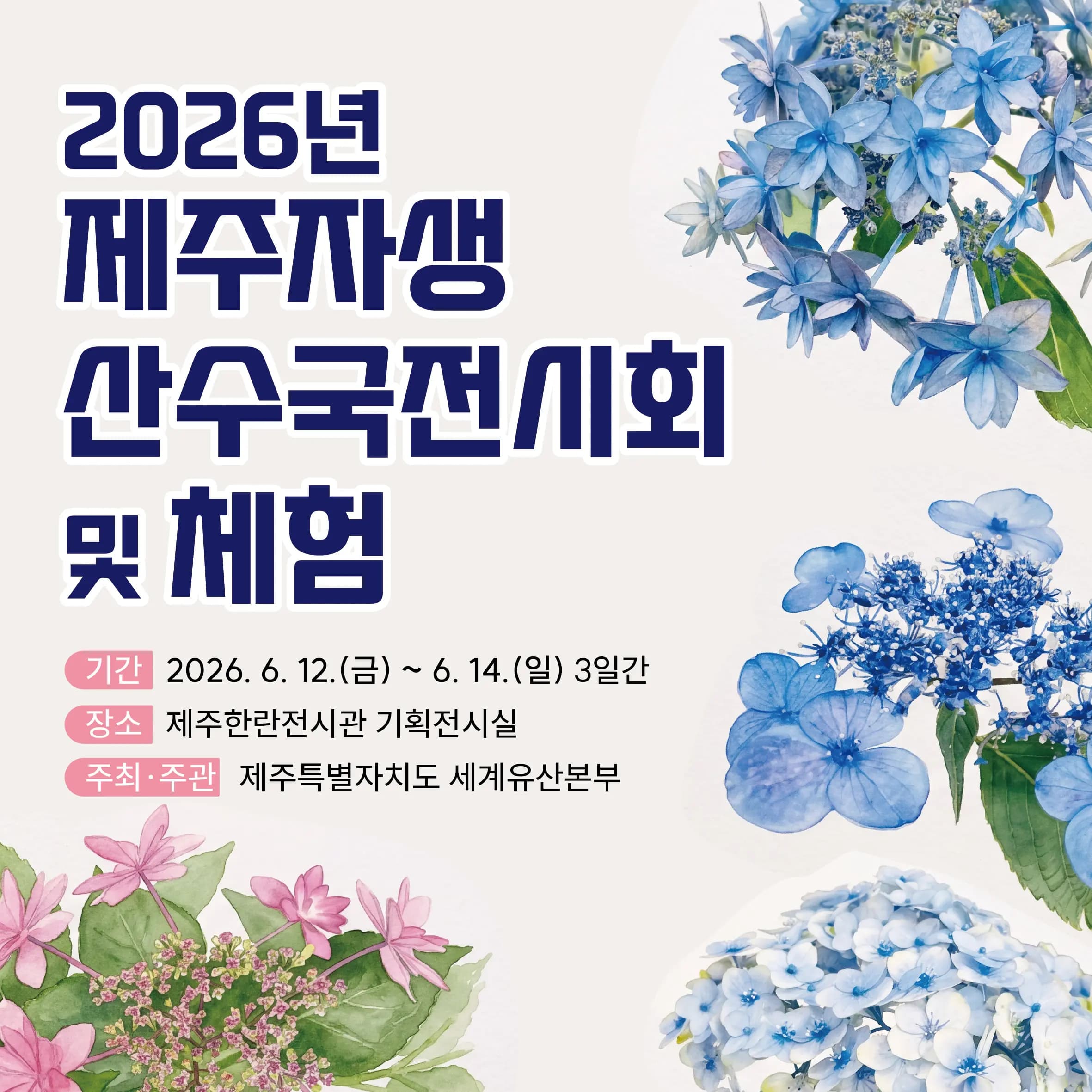 2026년 제주한란전시관 산수국전시회 및 체험프로그램운영